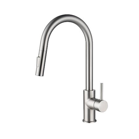 Kibi Circular Single Handle Pull Down Kitchen Faucet KKF2013BN